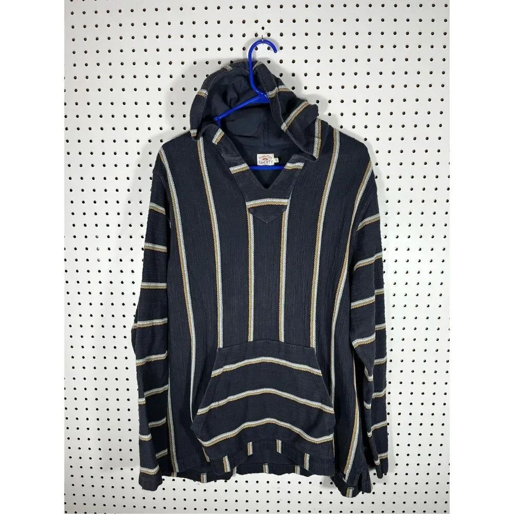 Faherty Bahama striped cotton pullover hoodie size XL